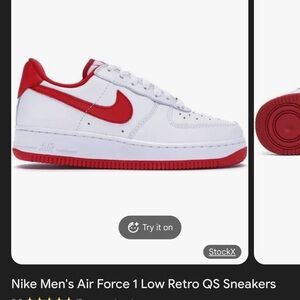 Nike Air Force 1 Low Retro in White and University Red